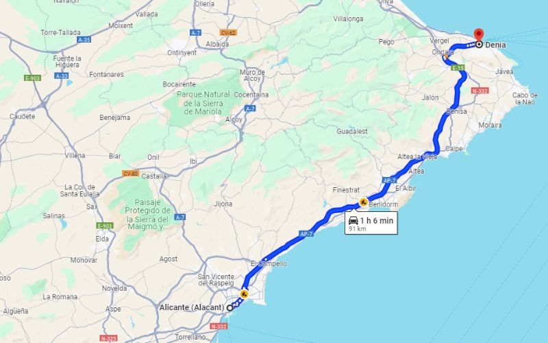 como ir de alicante a Denia